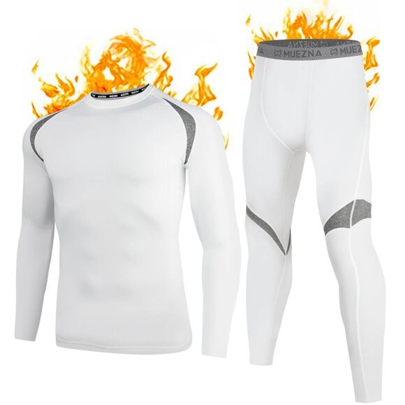 Men's Thermal Base Layer Set Fleece Lined Performance Fit Stretch Activewear